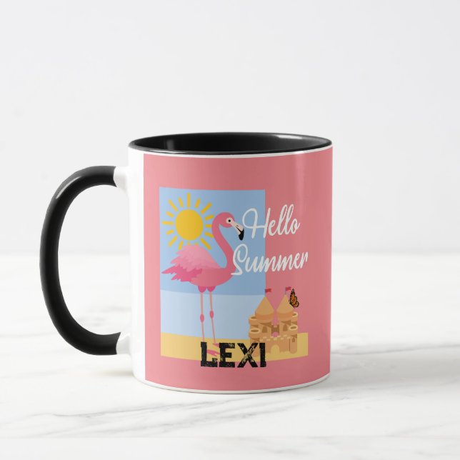 Hej Summer Rosa Flamingo Design - Combo Mugg (Vänster)