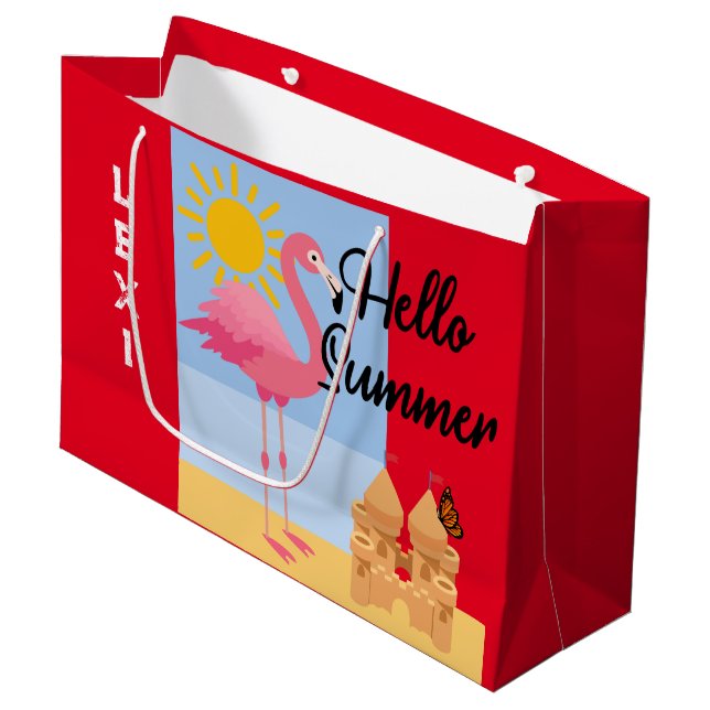 Hej Summer Rosa Flamingo Design - Gift Bag - Lar (Framsidan Vinklad)