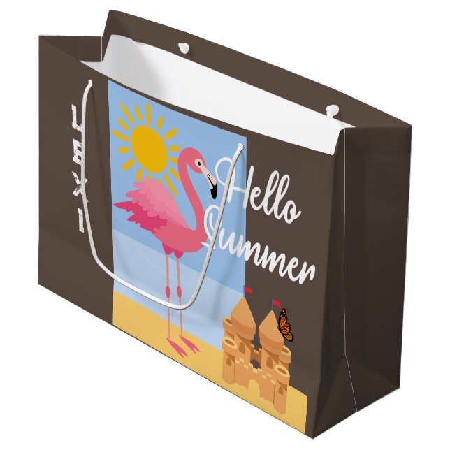 Hej Summer Rosa Flamingo Design - Gift Bag - Lar (Framsidan Vinklad)