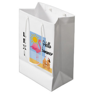 Hej Summer Rosa Flamingo Design - Gift Bag - Med