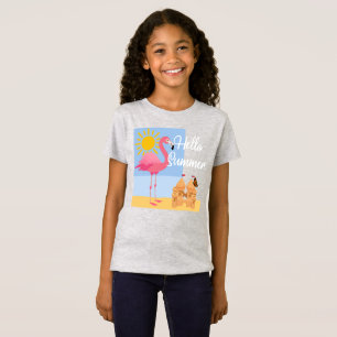 Hej Summer Rosa Flamingo Design - Småbarn Bra J T Shirt