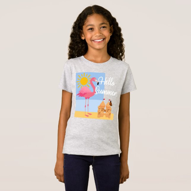 Hej Summer Rosa Flamingo Design - Småbarn Bra J T Shirt (Hel framsida)