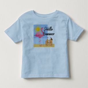Hej Summer Rosa Flamingo Design - Småbarn Bra J T Shirt
