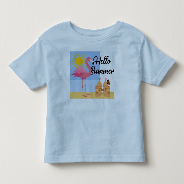 Hej Summer Rosa Flamingo Design - Småbarn Bra J T Shirt (Framsida)
