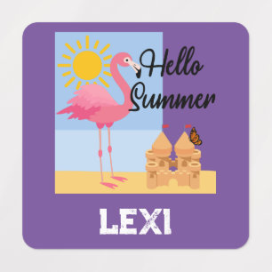 Hej Summer Rosa Flamingo Design - Small Square C Klistermärke