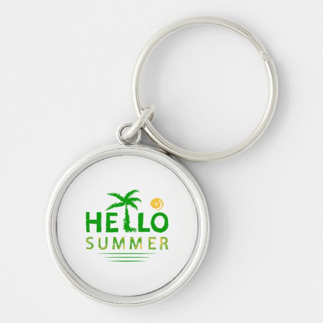 Hej Summer Rund Silverfärgad Nyckelring (Framsidan)