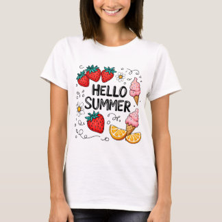 Hej Summer Shirt - Cute Strawberry and Ice Cream T