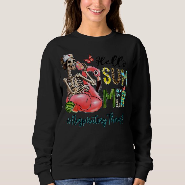 Hej Summer Skull Flamingo Flyter andningsluckor T Shirt (Framsida)