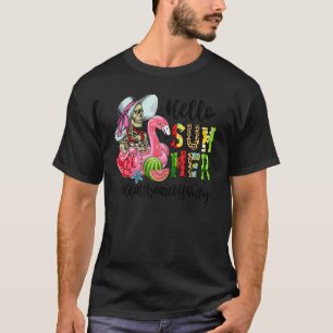 Hej Summer Skull Flamingo Flyter hälso- och sjukvå T Shirt