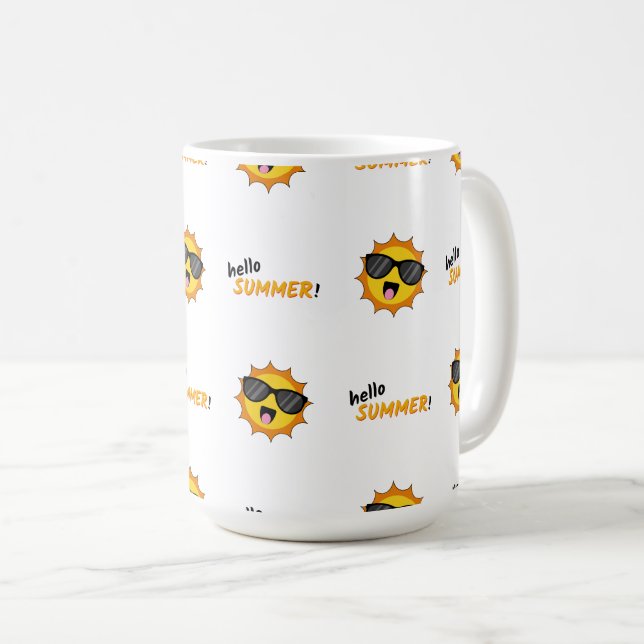 Hej Summer Sol med solglasögon Kaffemugg (Framsida höger)