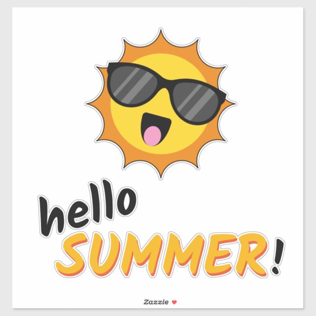 Hej Summer Sol med solglasögon Klistermärken (Ark)