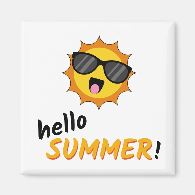 Hej Summer Sol med solglasögon Magnet (Framsidan)
