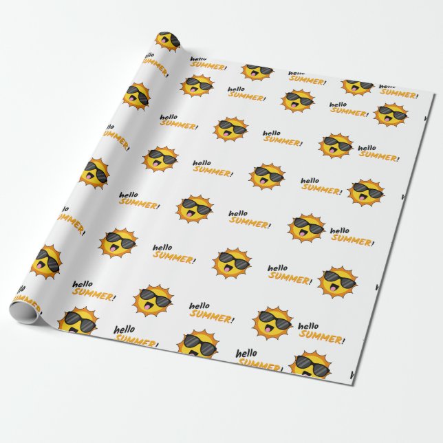 Hej Summer Sol med solglasögon Presentpapper (Utrullad)