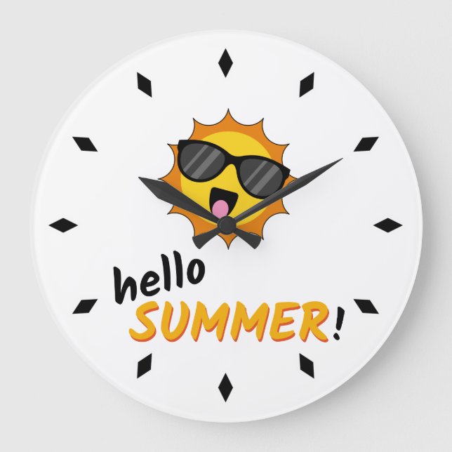 Hej Summer Sol med solglasögon Stor Klocka (Framsida)