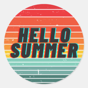 Hej Summer Sticker Runt Klistermärke