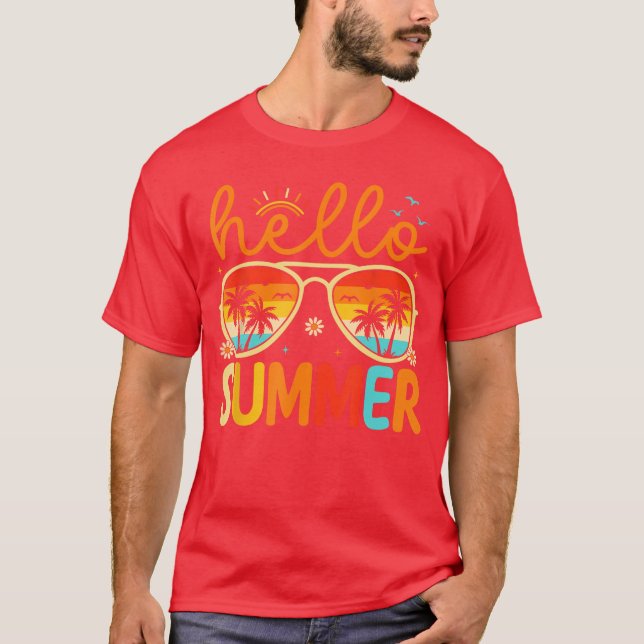 Hej Summer Sunglasses Boys Kids Summer Beach Vac T Shirt (Framsida)