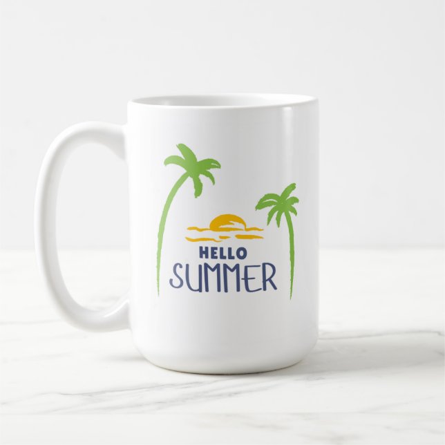 Hej Summer Sunshine och Handflatan Träd Kaffemugg (Vänster)
