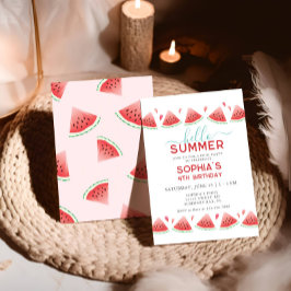 Hej Summer Sweet Watermelon Födelsedagsfest Inbjudningar