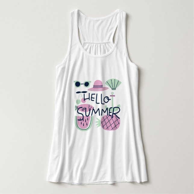 Hej Summer Tanktop Linne Med Racerback (Design framsida)