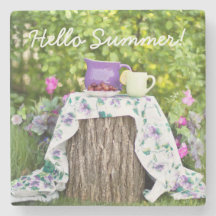 Hej Summer Tea and Plums in Garden
