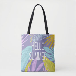 Hej Summer Tropical Pastel Lövs Tote Tygkasse
