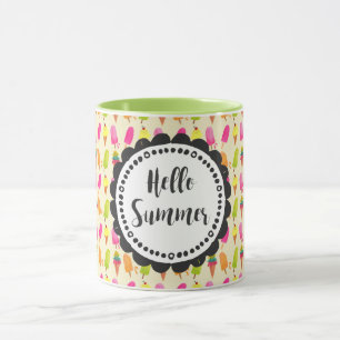 Hej Summer Typography Popsicles and Ice Cream Mugg