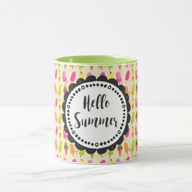 Hej Summer Typography Popsicles and Ice Cream Mugg (Center)