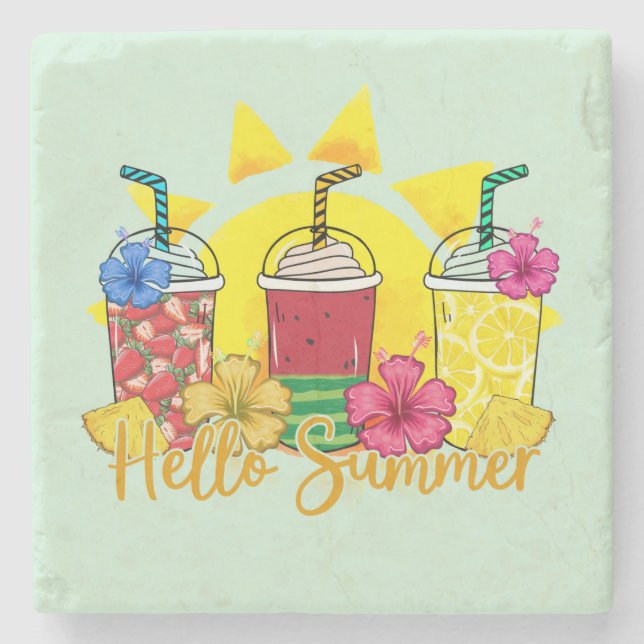 Hej Summer | Uppfräschning av Tropical Fruit Smoot Stenunderlägg (Framsidan)