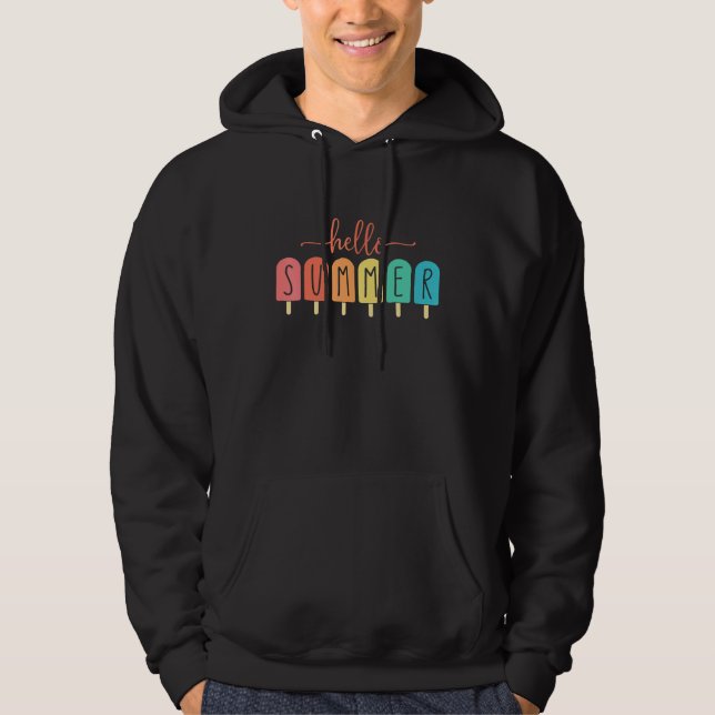 Hej Summer Vacation Ice Cream Popsicle Ice Lolly Hoodie (Framsida)