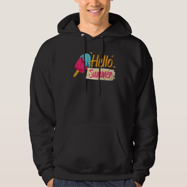 Hej Summer Vacation Ice Cream Popsicle Ice Lolly Hoodie (Framsida)