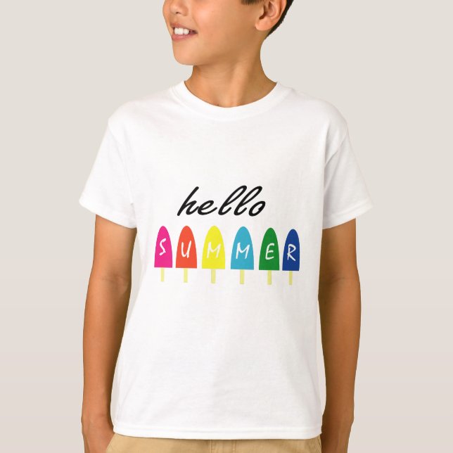 Hej Summer Vacation Ice Cream Popsicle Ice Lolly T Shirt (Framsida)