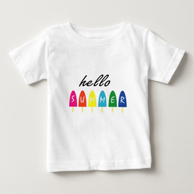 Hej Summer Vacation Ice Cream Popsicle Ice Lolly T Shirt (Framsida)