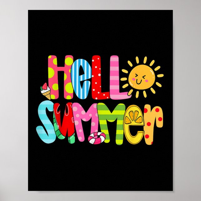 Hej Summer Vacation Ice Cream Popsicle Watermelo Poster (Framsidan)