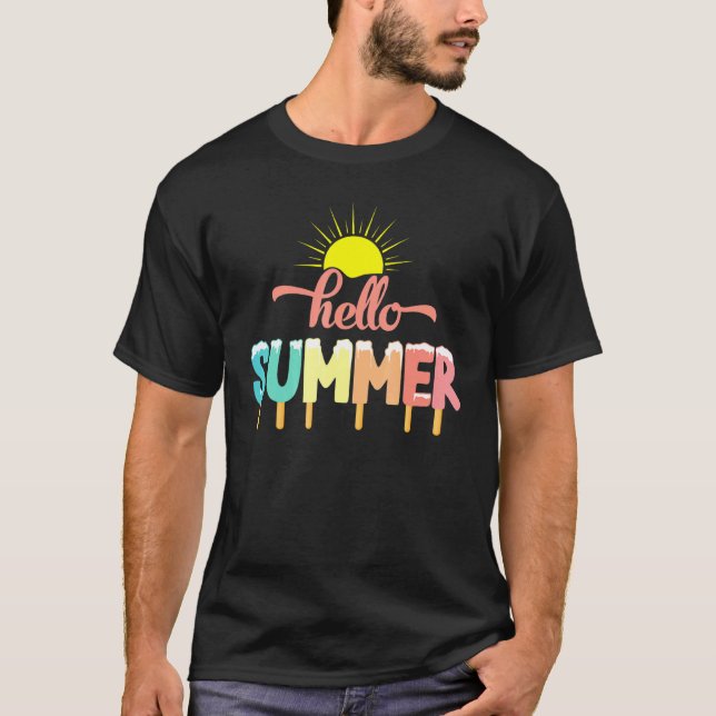 Hej Summer Vacation Ice Lolly Ice Cream Popsicle T Shirt (Framsida)