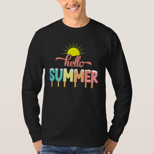 Hej Summer Vacation Ice Lolly Ice Cream Popsicle T Shirt (Framsida)