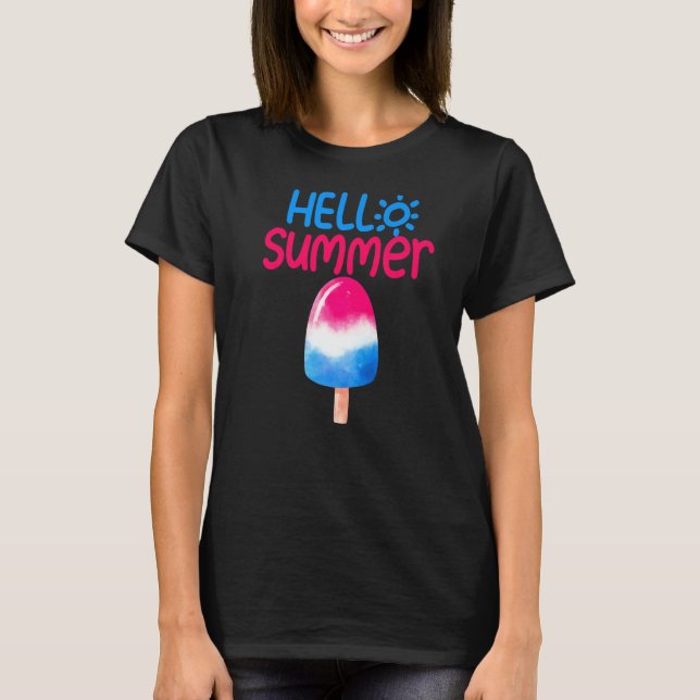 Hej Summer Vacation Popsicle Ice Cream Ice Lolly T Shirt (Framsida)