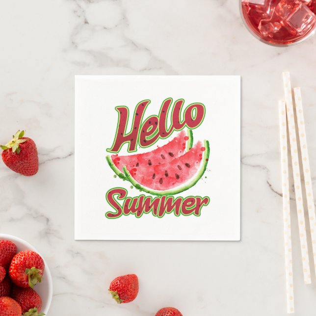 Hej Summer | Vattenfärgskonstruktion för vattenmel Pappersservett (Insitu)