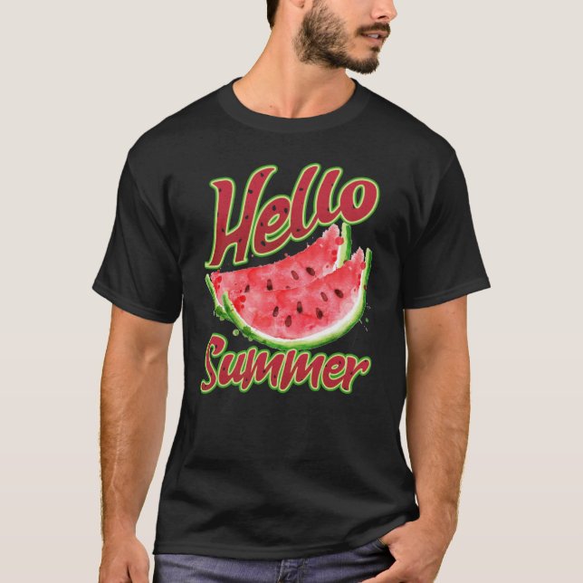 Hej Summer | Vattenfärgskonstruktion för vattenmel T Shirt (Framsida)