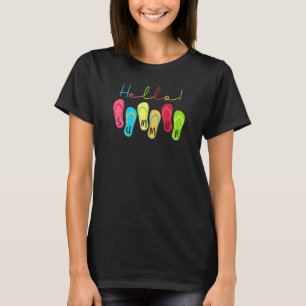 Hej Summer Vibes Flinflip flops Beach Vacation Kid T Shirt