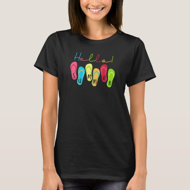 Hej Summer Vibes Flinflip flops Beach Vacation Kid T Shirt (Framsida)