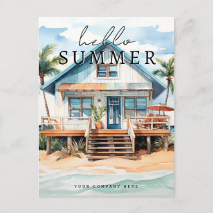 Hej Summer Watercolor Beach House Realty Vykort