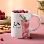 Hej Summer Watercolor Red Cherry Cocktail Två-Tonad Mugg<br><div class="desc">Hej Summer Watercolor Red Cherry Cocktail</div>