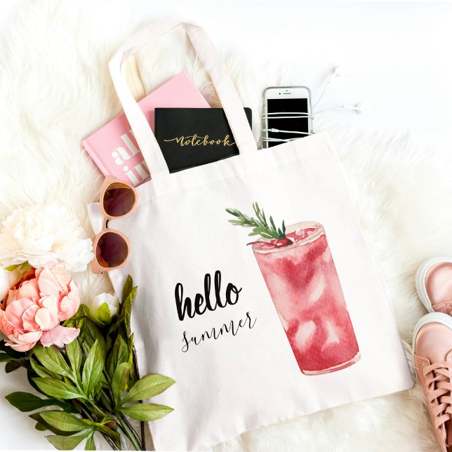 Hej Summer Watercolor Red Cherry Cocktail Tygkasse (Skapare uppladdad)