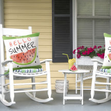 Hej Summer Watercolor Watermelon Grönt White