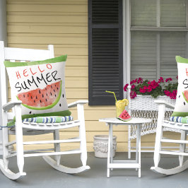 Hej Summer Watercolor Watermelon Grönt White Kudde