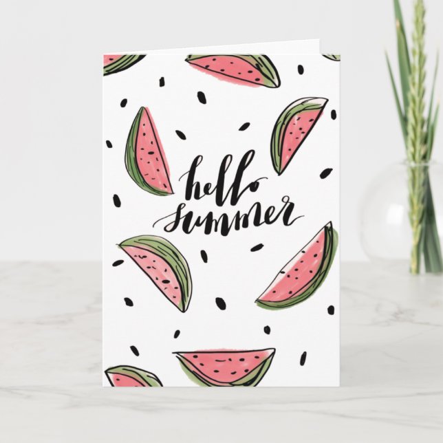 Hej Summer Watermelon Blank Inside Card Kort (Framsida)
