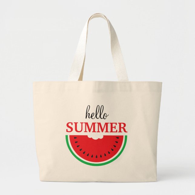 Hej Summer Watermelon Fruit Large Tote Bag Jumbo Tygkasse (Framsidan)