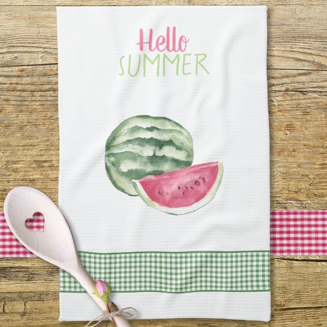Hej Summer Watermelon Gingham Kökshandduk (Skapare uppladdad)