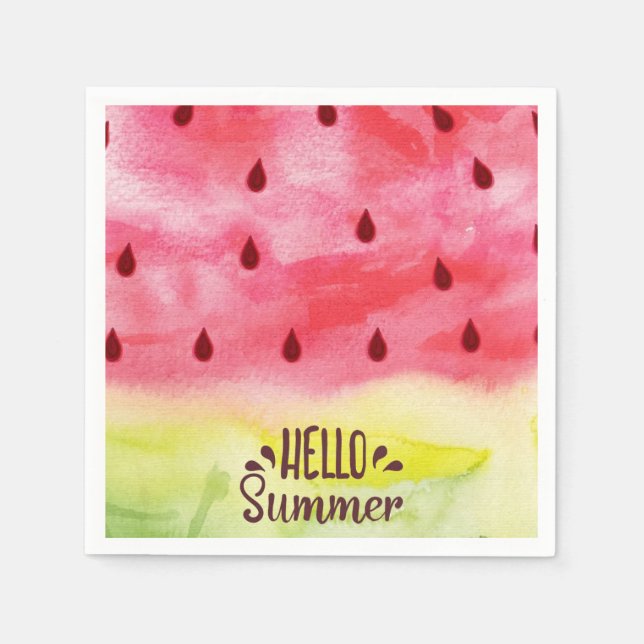 Hej Summer Watermelon Napkins Pappersservett (Framsidan)