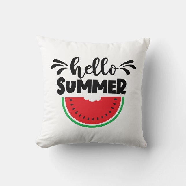 Hej Summer Watermelon Patio utomhus Kudde (Framsida)